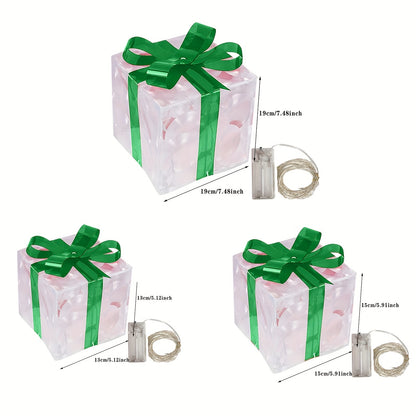 New Christmas Gift Box 3-piece Folding Christmas Gift Box Light Up Valentine Gift Box Christmas Lights