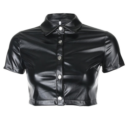 Leather buttoned shirt