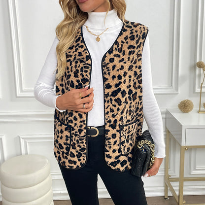 Leopard Print Cardigan Outerwear Top
