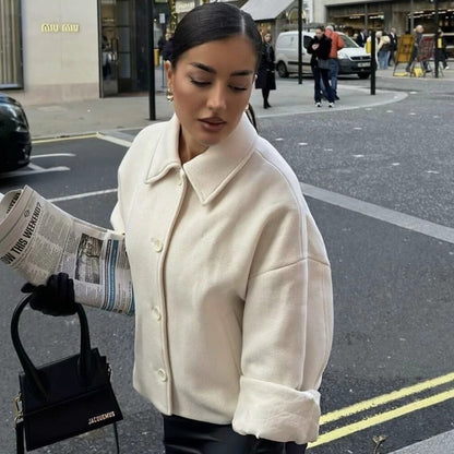 Women's Solid Color Woolen Coat Outerwear