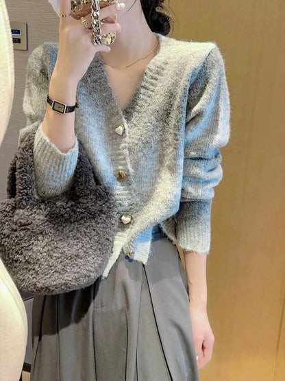 Niche Knitted Cardigan Outerwear Top