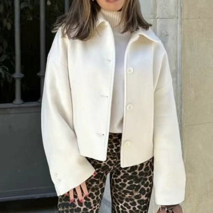 Women's Solid Color Woolen Coat Outerwear