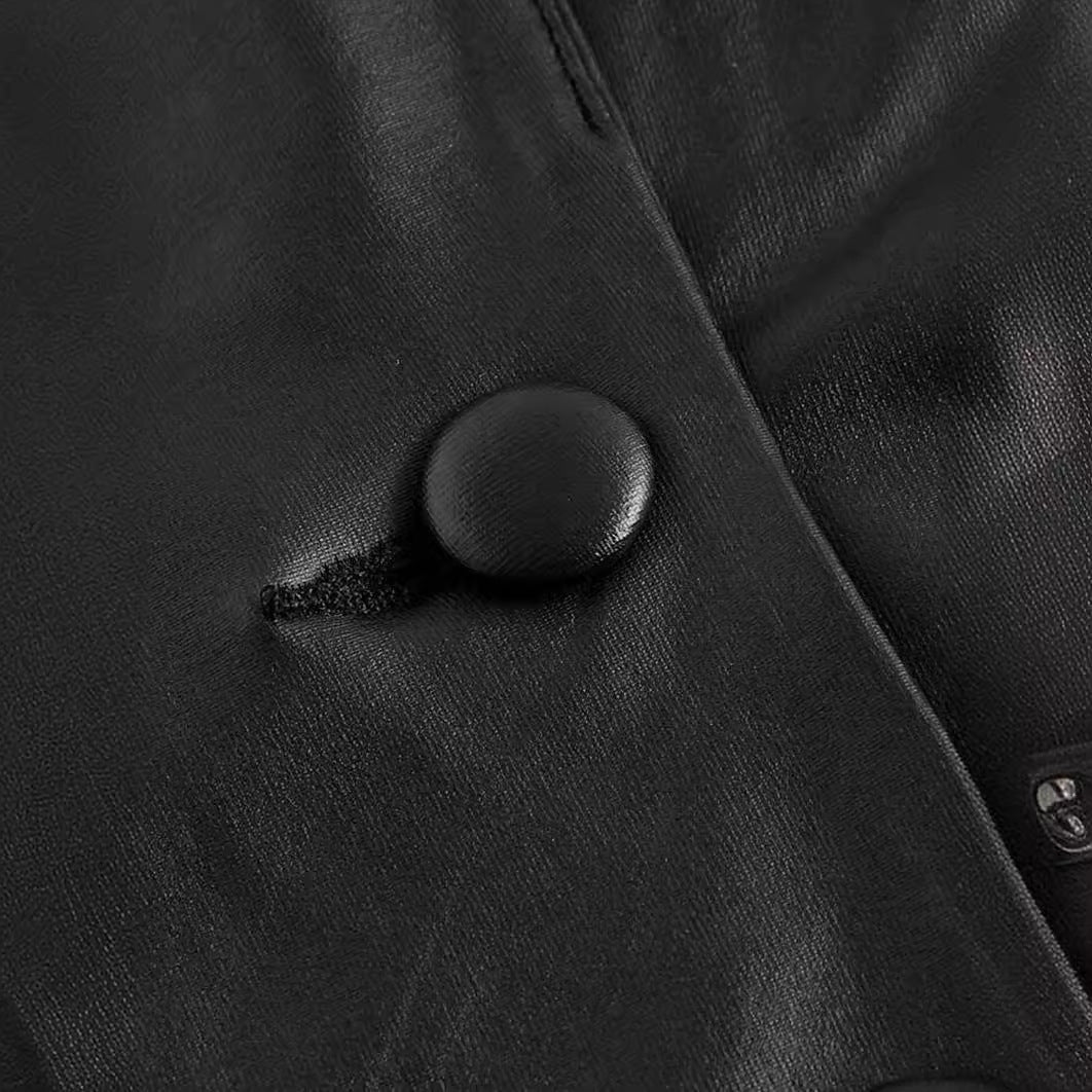 Leather Suit Collar Short Shipment Button Vest